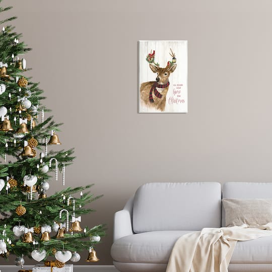 Stupell Industries All Roads Lead Home Christmas Deer Wall Plaque Art
